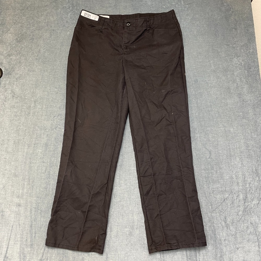 Red Kap Work Pants Womens 14 Black Cotton Flat Front Dark Wash Straight Zip Fly
